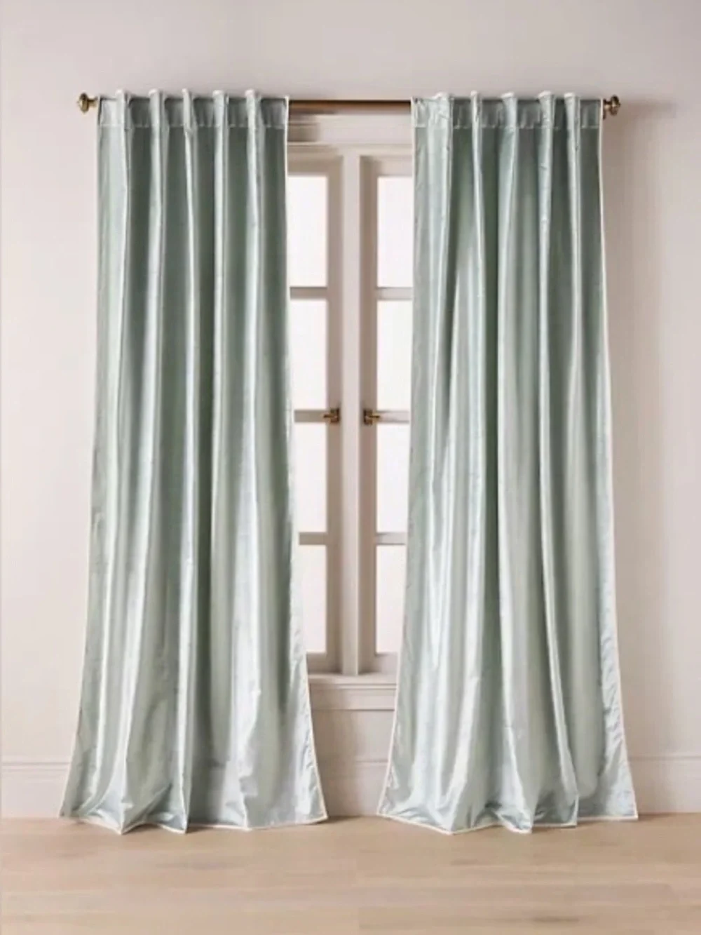 Anthropologie Adelina Piped Velvet Woven Curtain